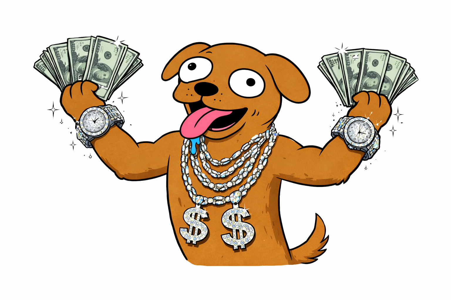 dug flexing with cash and chains